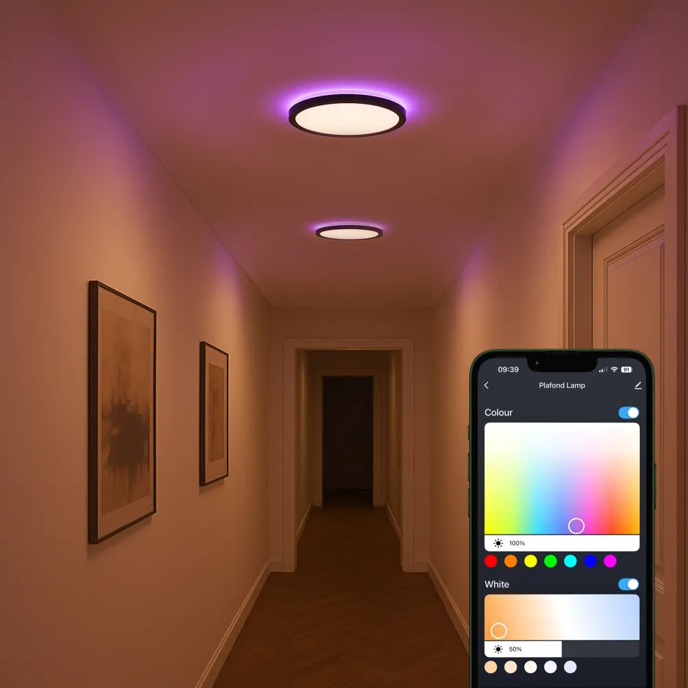 Calex Smart Plafonnier Halo - 30cm - RGB + CCT - Noir