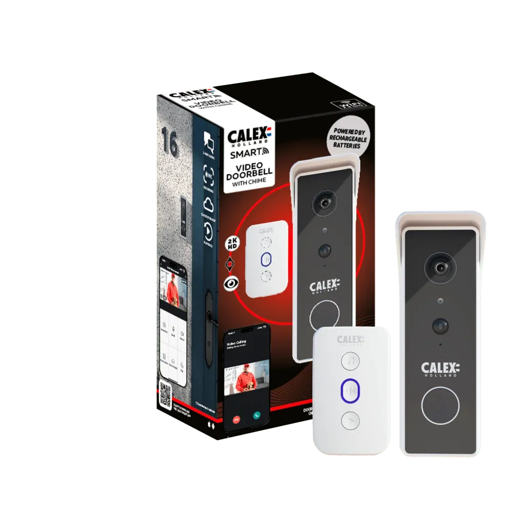Calex Smart Sonnette Vidéo - 2K - Sans Fil - Noir