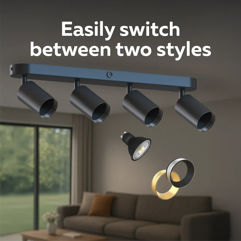 Calex Spot Plafonnier – 4x GU10 – Ovale – Noir