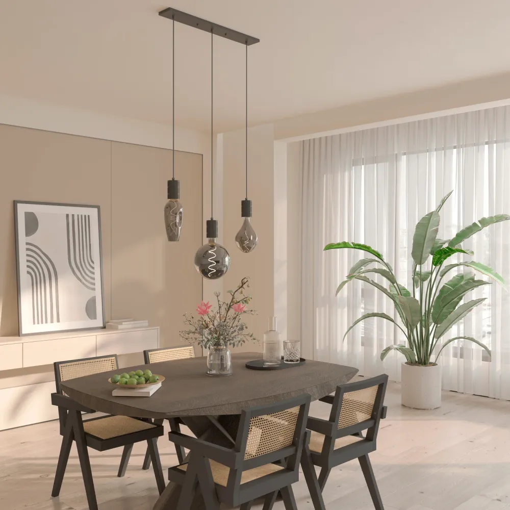 Calex Suspension Luminaire - 3x E27 - Noir