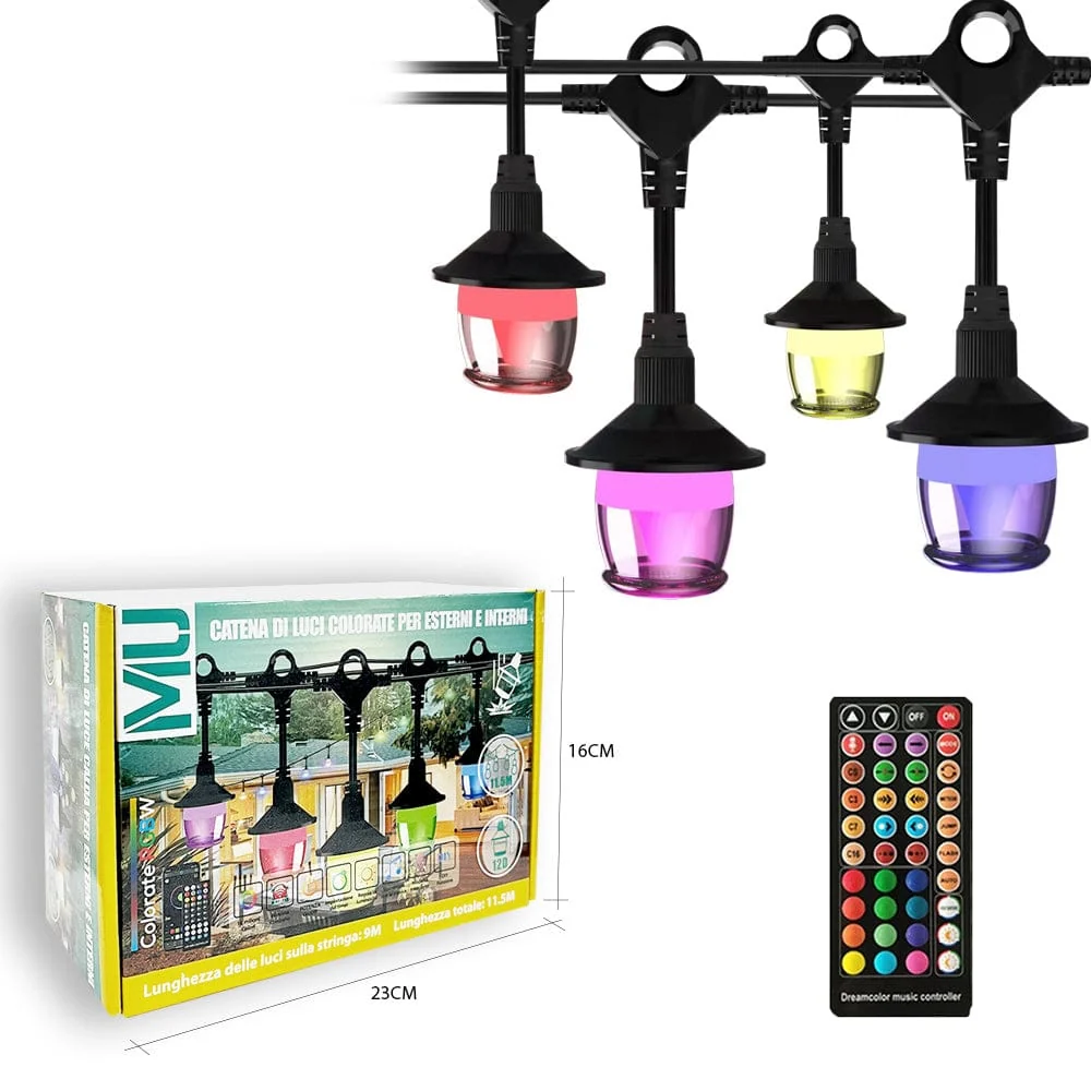 MU Catena di Luci Colorate da Esterno e Interno 11.5M 12D