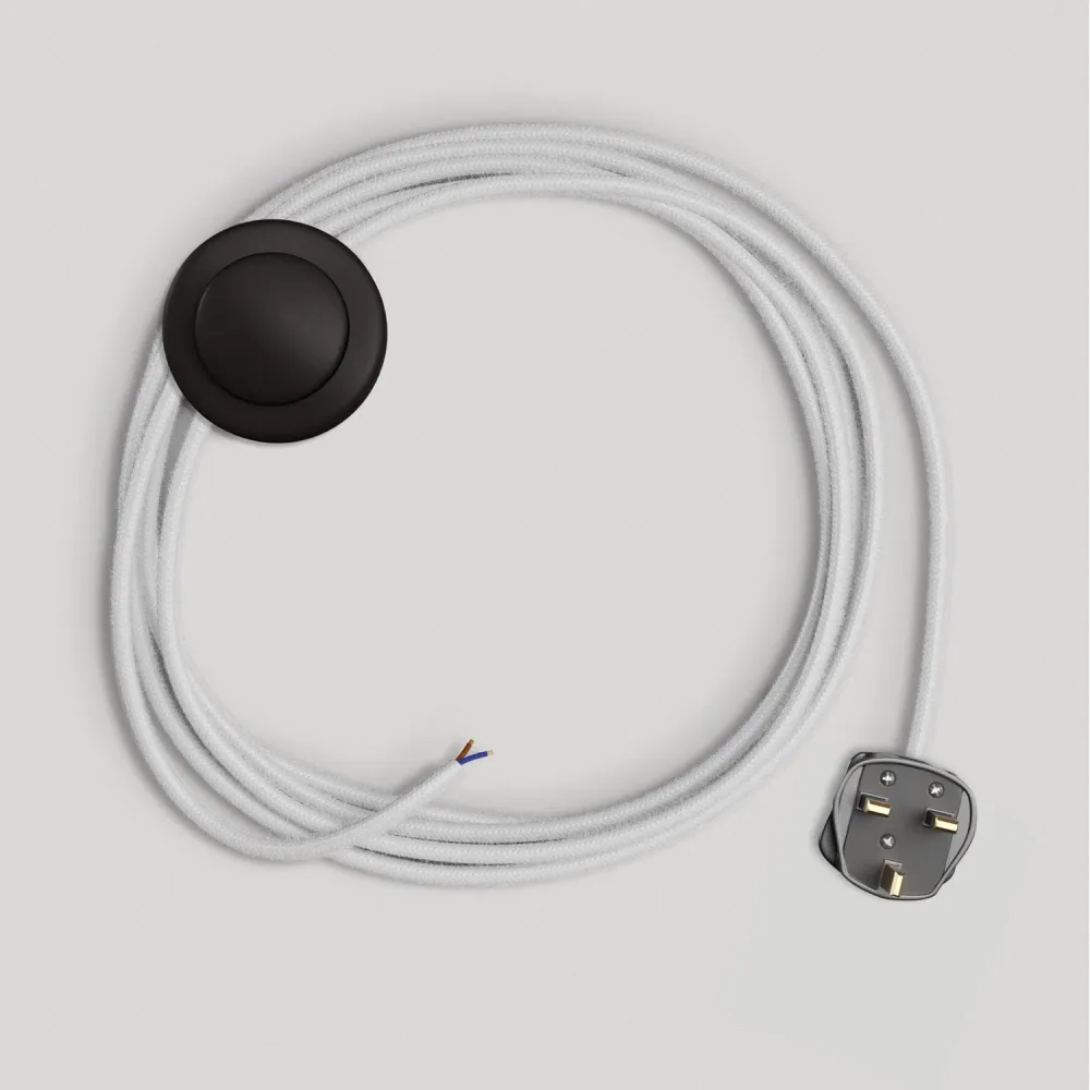 Câblage pour lampe avec câble blanc en coton de 3 m et fiche UK