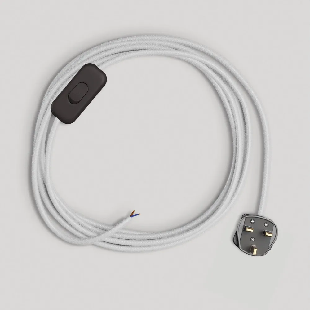 Câblage pour lampe avec câble blanc en coton de 1,80 m et fiche UK