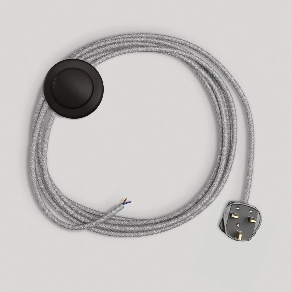 Câblage pour lampe avec câble gris en lin 3 m et fiche UK