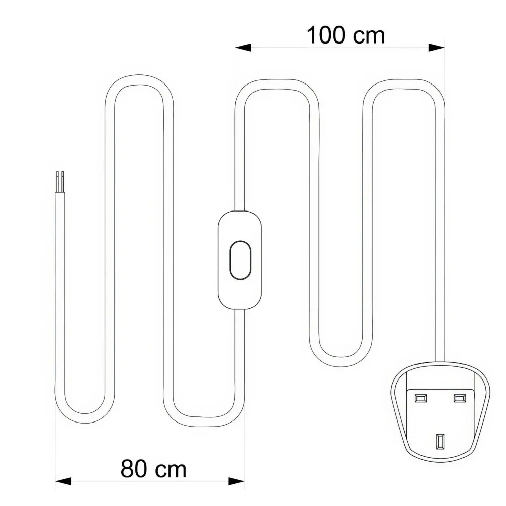 Câblage pour lampe avec câble noir tressé 1,80 m et fiche UK