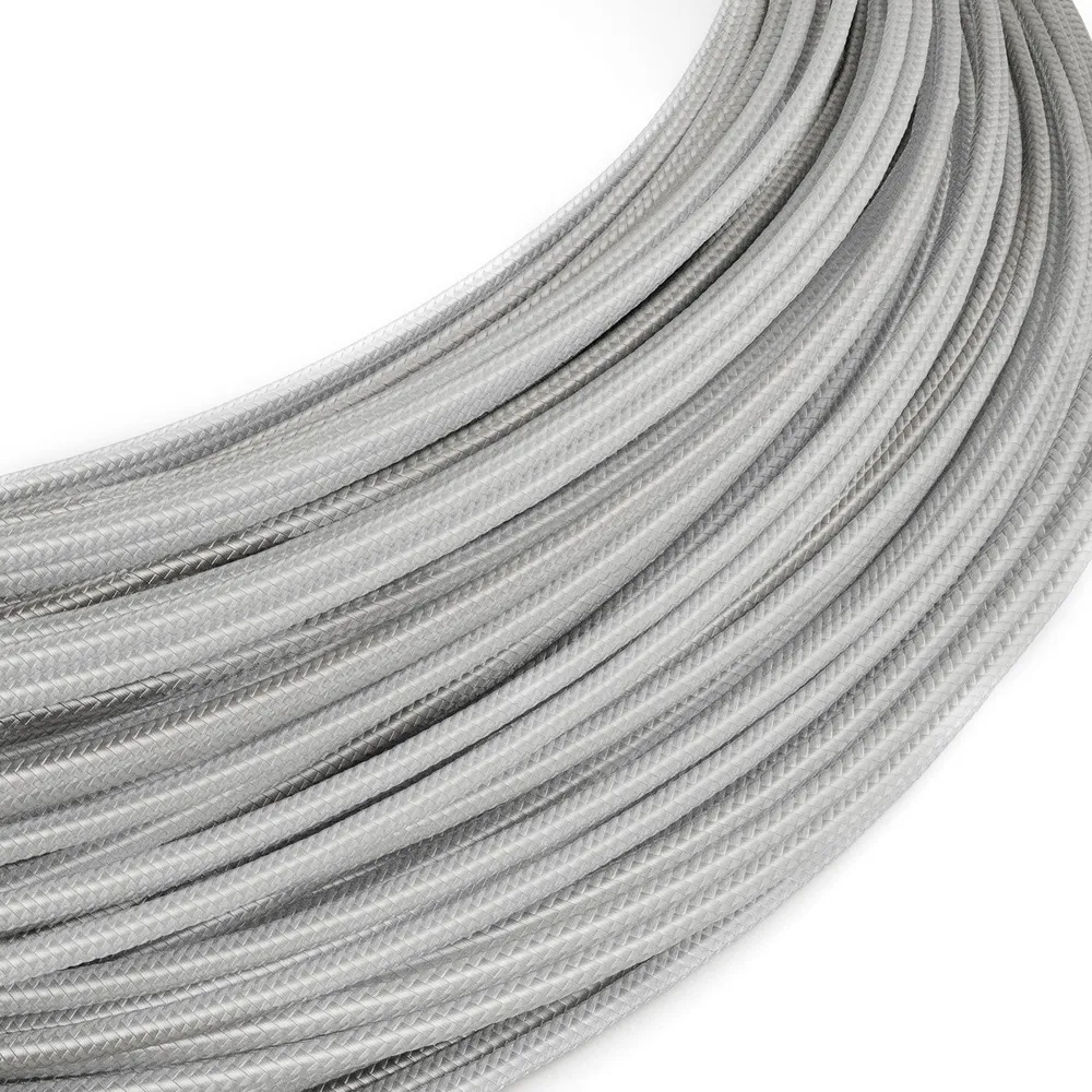 Câble alimentation très basse tension recouvert tissu effet soie argenté RM02