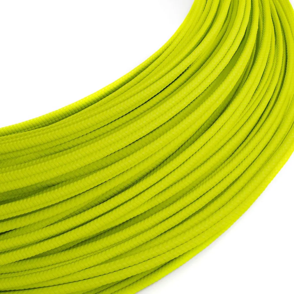 Câble d’alimentation basse tension recouvert de tissu effet soie Jaune Fluo RF10