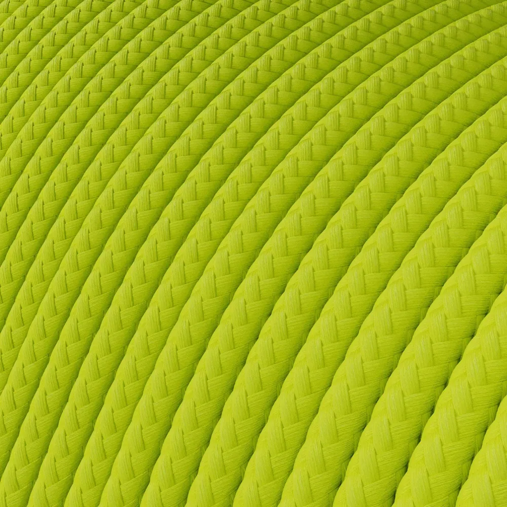Câble d’alimentation basse tension recouvert de tissu effet soie Jaune Fluo RF10