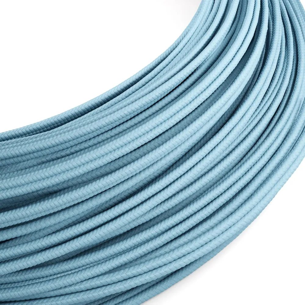 Câble d’alimentation extra basse tension recouvert de tissu effet soie bleu clair RM17