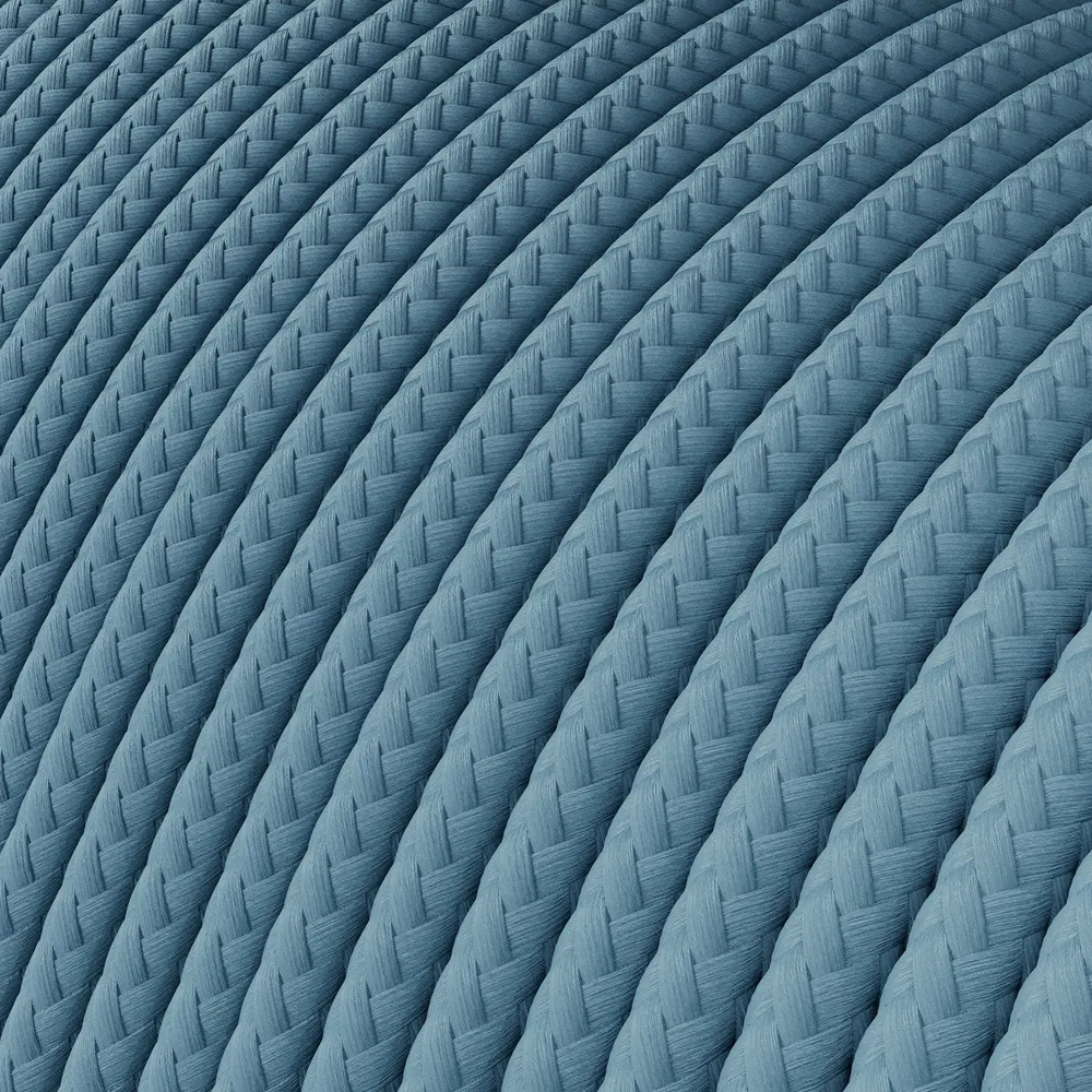 Câble d’alimentation extra basse tension recouvert de tissu effet soie bleu clair RM17