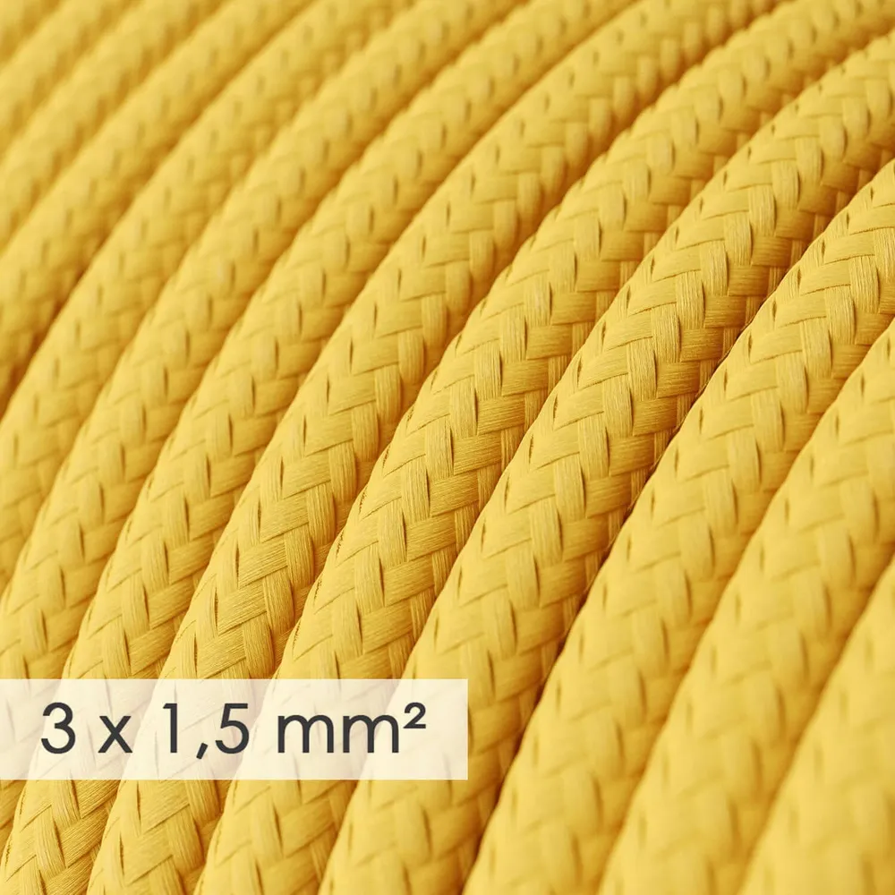 Câble électrique à grande section 3x1,50 rond - tissu effet soie Jaune RM10