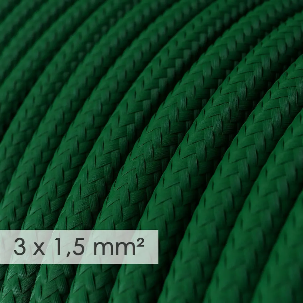Câble électrique à grande section 3x1,50 rond - tissu effet soie Vert foncé RM21
