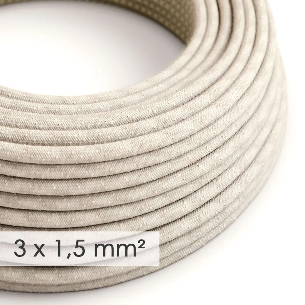 Câble électrique à grande section 3x1,50 rond - lin naturel Neutre RN01