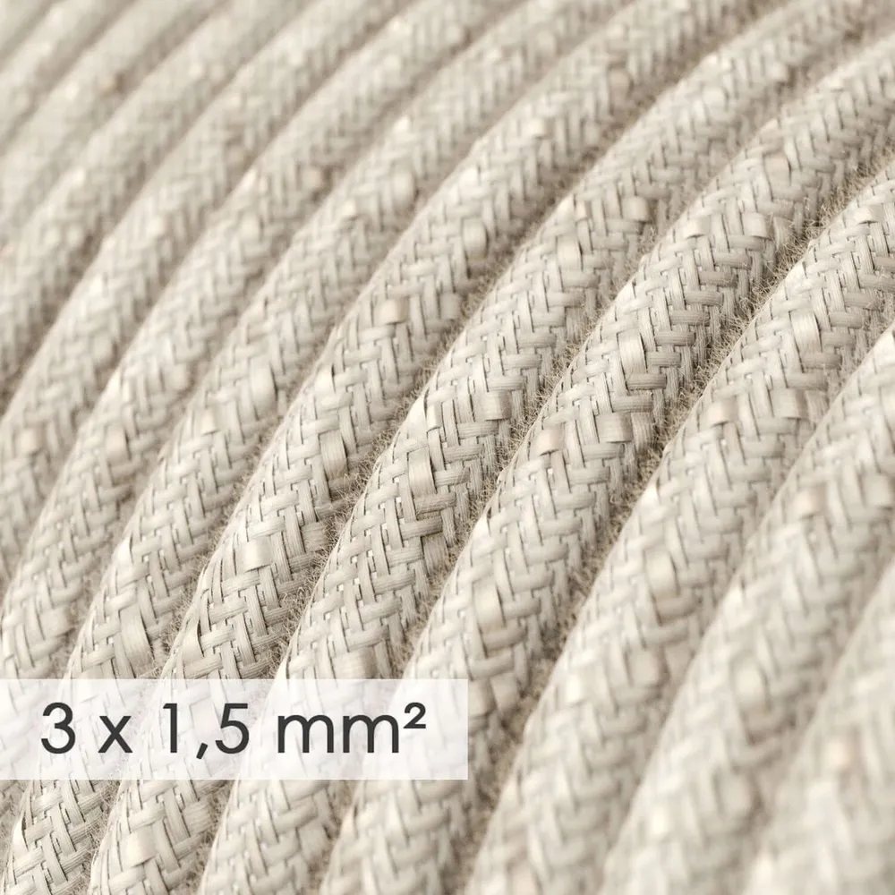 Câble électrique à grande section 3x1,50 rond - lin naturel Neutre RN01