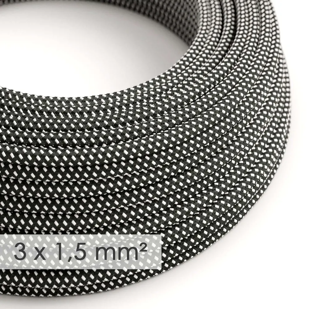 Câble électrique de grande section 3x1,50 rond - tissu effet soie 3D en relief Étoiles RT41