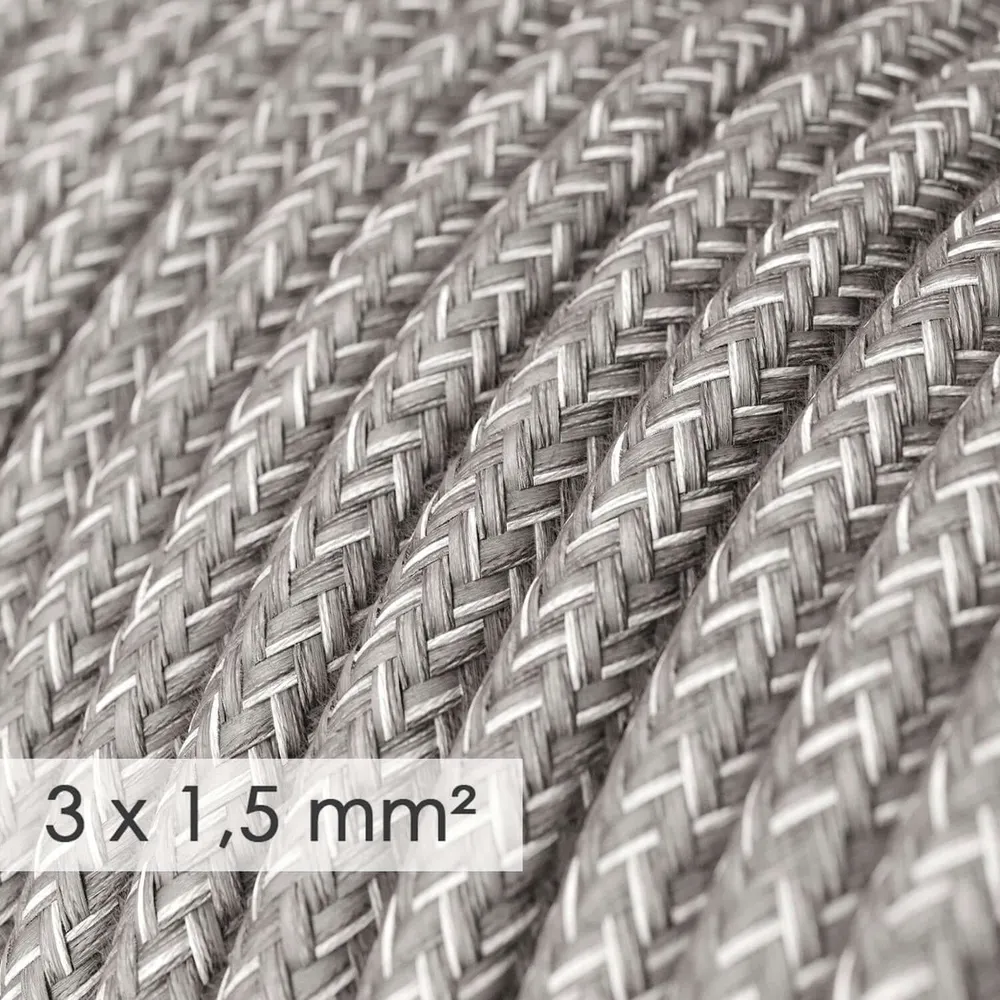 Câble électrique à large section 3x1,50 rond - lin naturel Gris RN02