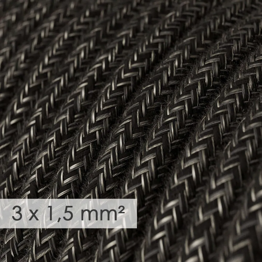 Câble électrique à large section 3x1,50 rond - lin naturel Anthracite RN03