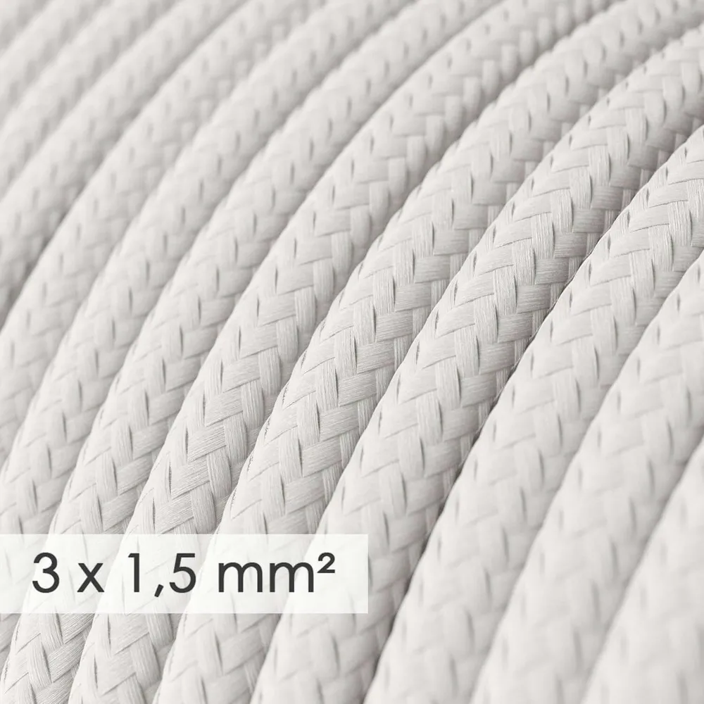 Câble électrique à large section 3x1,50 rond - tissu effet soie Blanc RM01