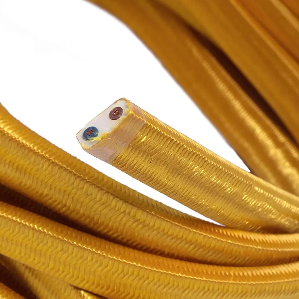 Câble électrique pour guirlande lumineuse gainé de tissu Or CM05