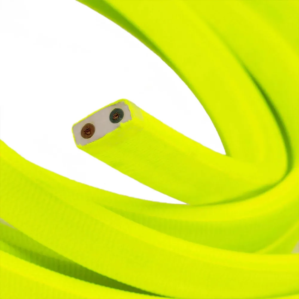 Câble électrique pour guirlande lumineuse gainé de tissu Jaune Fluo CF10