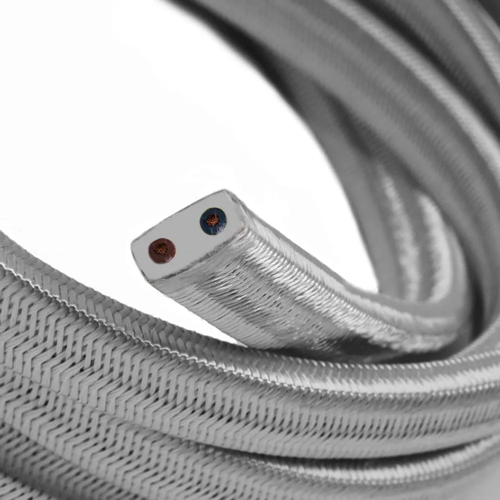 Câble électrique pour guirlande lumineuse recouvert de tissu Argent CM02