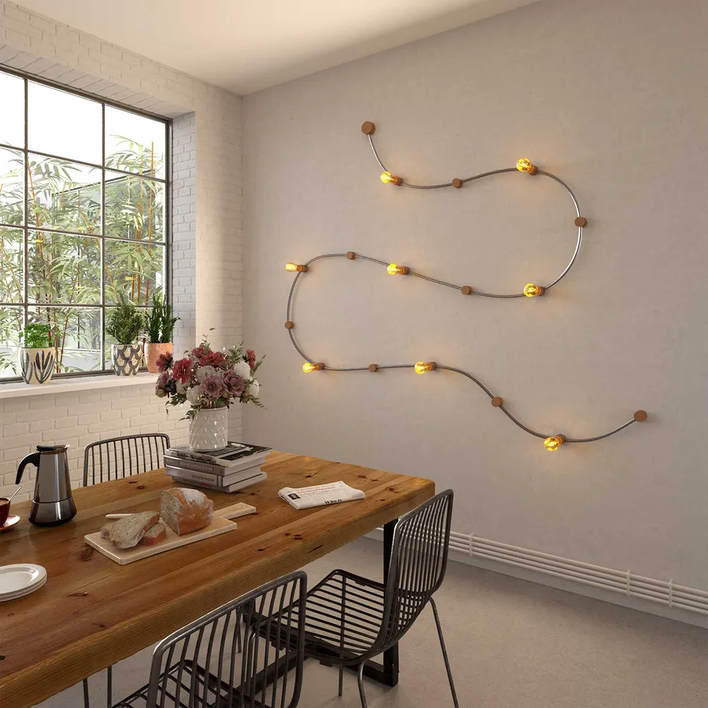 Câble électrique pour guirlande lumineuse recouvert de tissu Blanc CM01 - Résistant aux UV