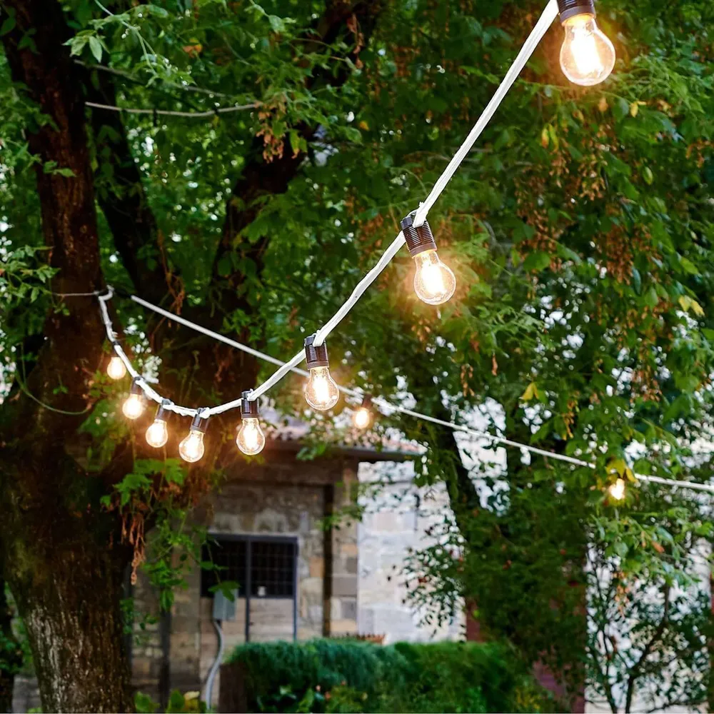 Câble électrique pour guirlande lumineuse recouvert de tissu Blanc CM01 - Résistant aux UV