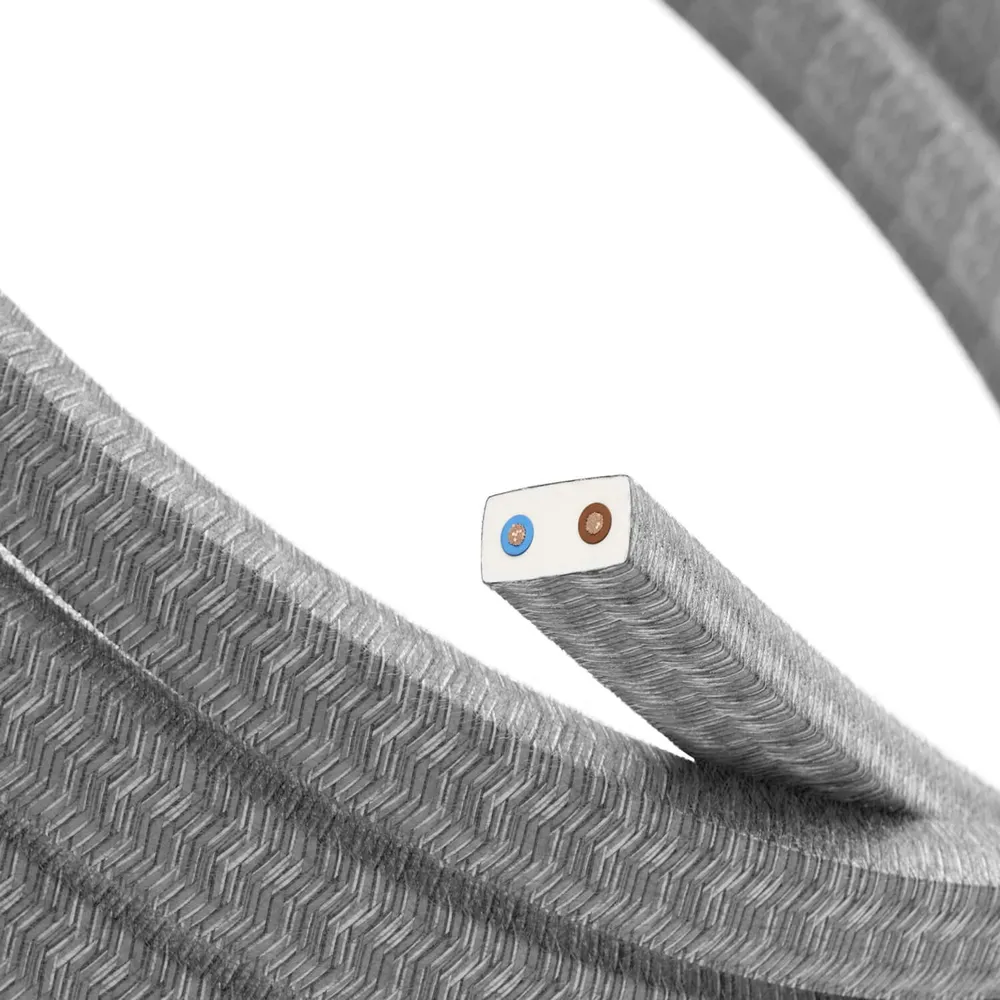 Câble électrique pour guirlande lumineuse recouvert de lin naturel Gris CN02 - Résistant aux UV