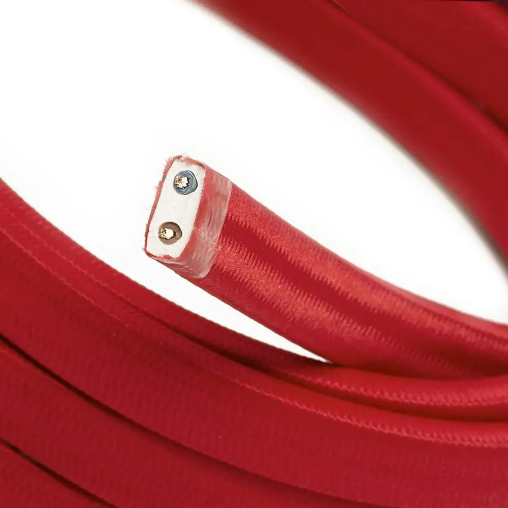 Câble électrique pour guirlande lumineuse recouvert de tissu Rouge CM09 - Résistant aux UV
