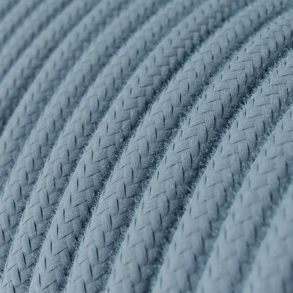 Câble électrique recouvert de tissu - Coton bleu layette RC53 - Certifié UL