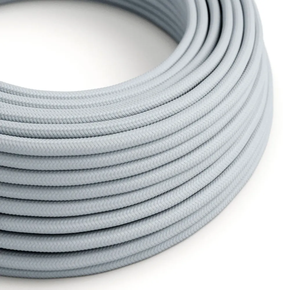Câble électrique recouvert de tissu - Rayonne bleu gris brillant RM30 - Certifié UL
