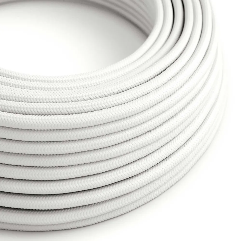 Câble électrique rond résistant aux UV, gainé de tissu blanc SM01 pour une utilisation en extérieur - Compatible avec Eiva...