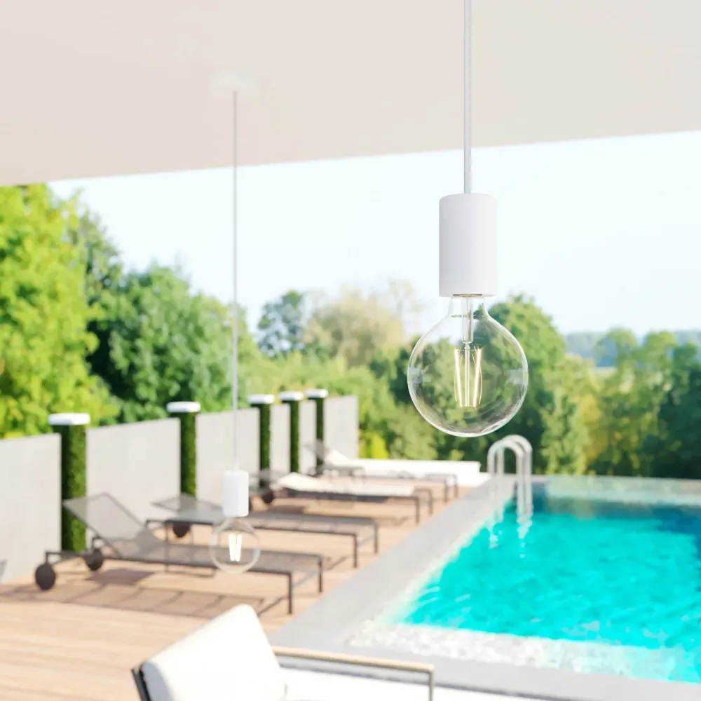 Câble électrique rond résistant aux UV, gainé de tissu blanc SM01 pour une utilisation en extérieur - Compatible avec Eiva...