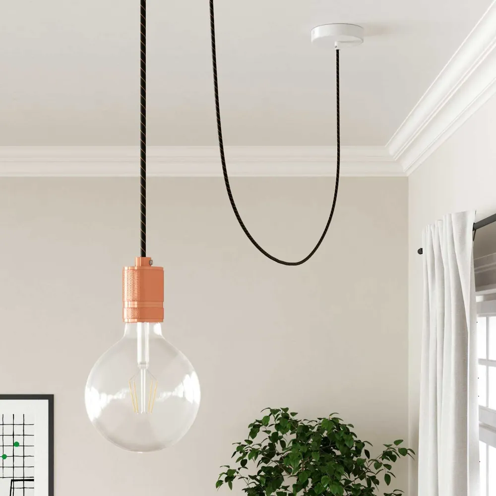 Câble électrique rond Vertigo HD gainé de tissu Noir et Or ERM42
