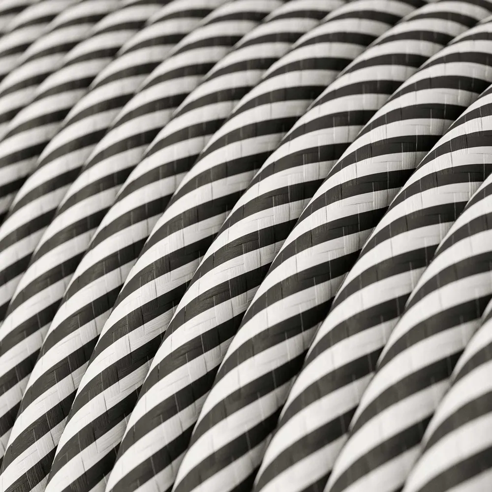Câble Électrique Rond Vertigo HD recouvert de tissu Blanc et Ardoise ERM37
