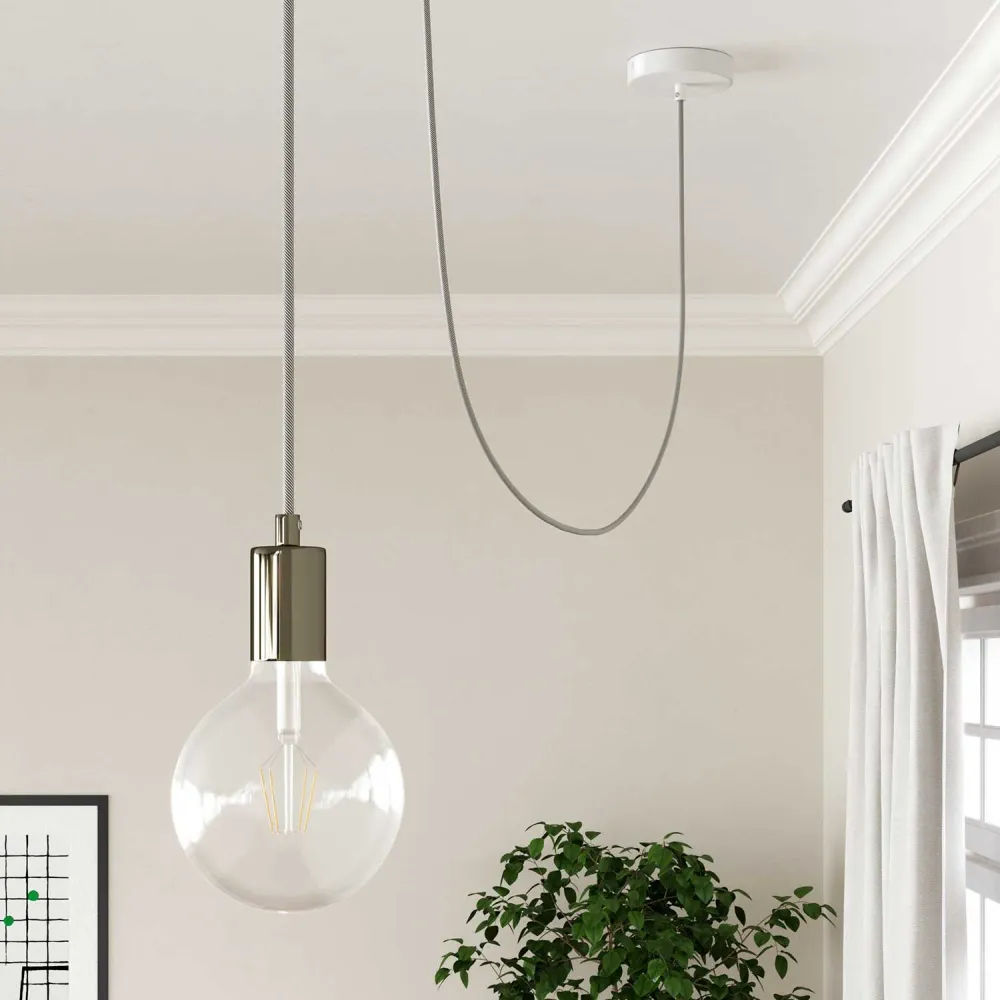Câble Électrique Rond Vertigo HD recouvert de tissu Blanc et Ardoise ERM37