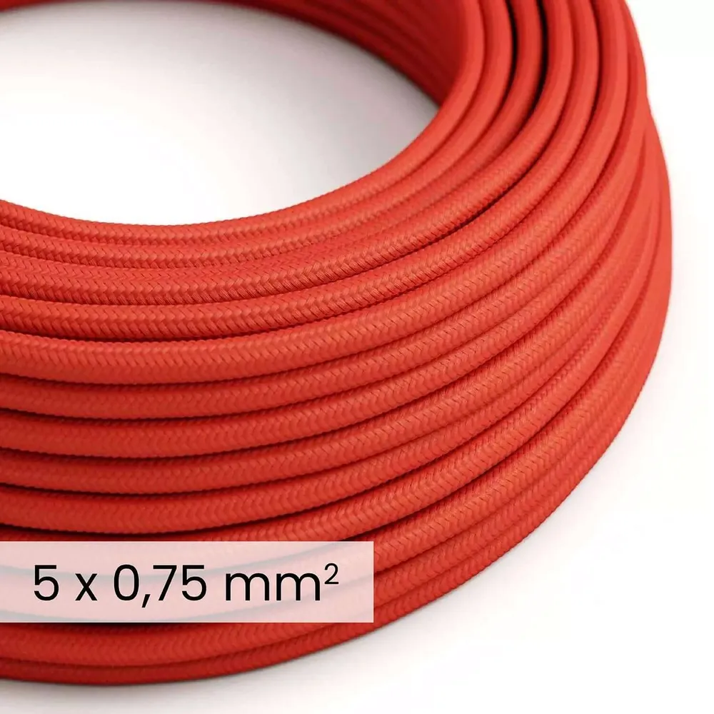 Câble électrique textile DALI 5x0,75 mm² rouge feu - Câble flexible pour éclairage et domotique RM09