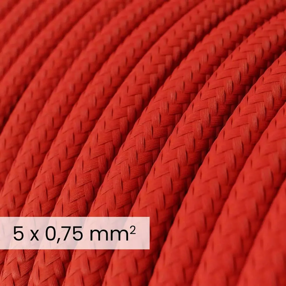 Câble électrique textile DALI 5x0,75 mm² rouge feu - Câble flexible pour éclairage et domotique RM09