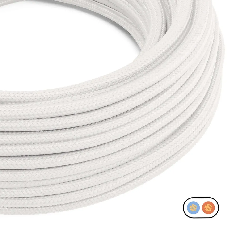 Câble électrique textile plat Blanc Optique brillant - PM01