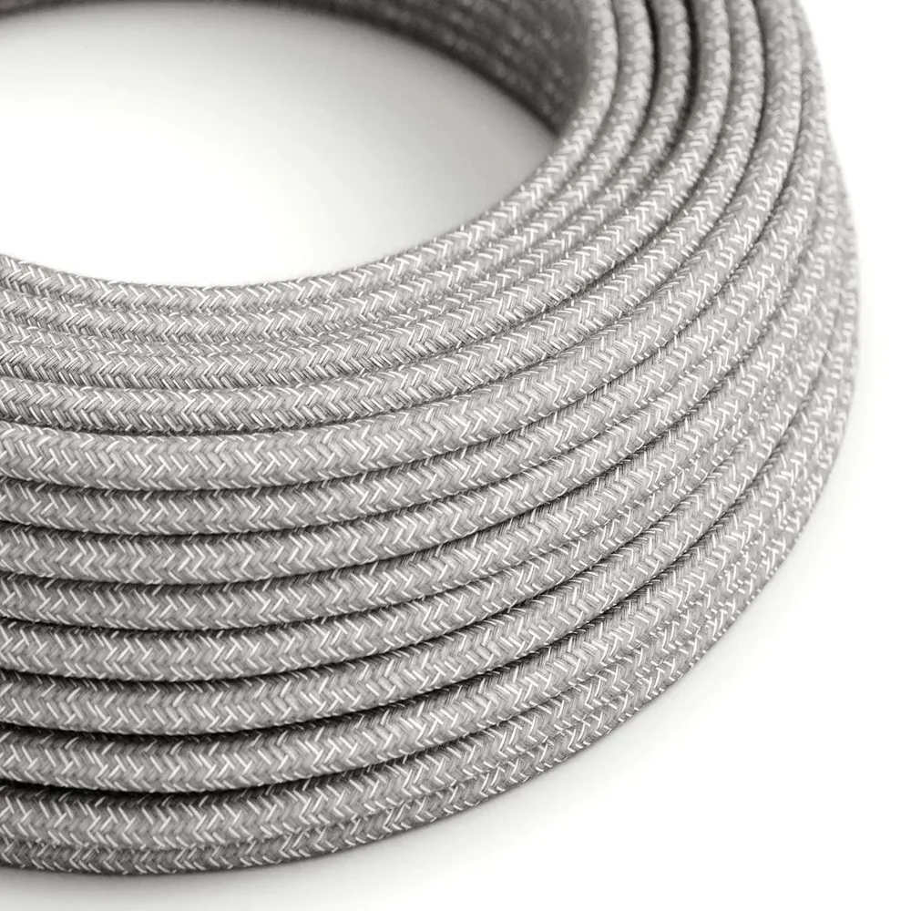 Câble électrique Ultra Soft en silicone gainé de lin Gris Mélange - RN02 rond 2x0,75 mm