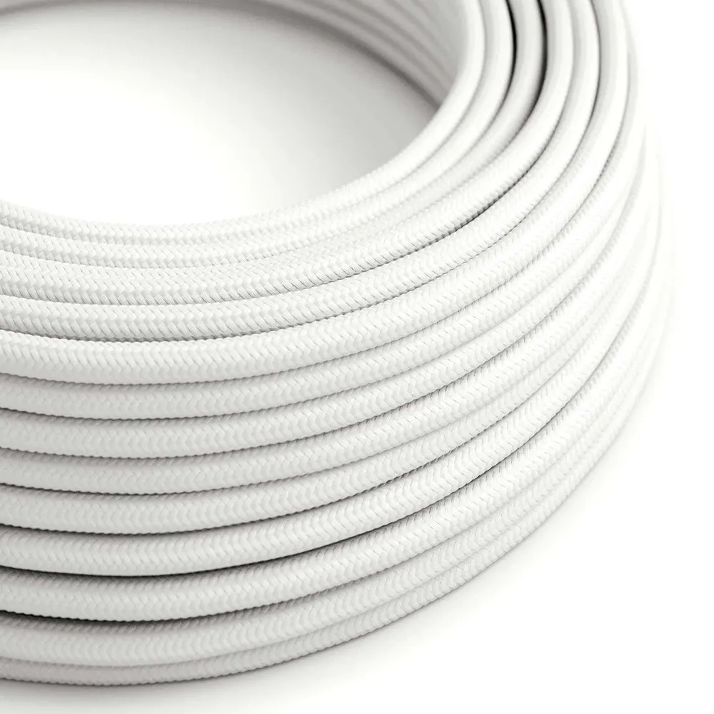 Câble électrique Ultra Soft en silicone recouvert de tissu Blanc Optique brillant - RM01 rond 2x0,75 mm