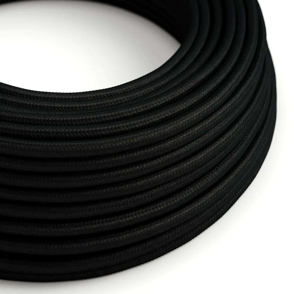 Câble électrique Ultra Soft en silicone recouvert de tissu Noir Carbone brillant - RM04 rond 2x0,75 mm