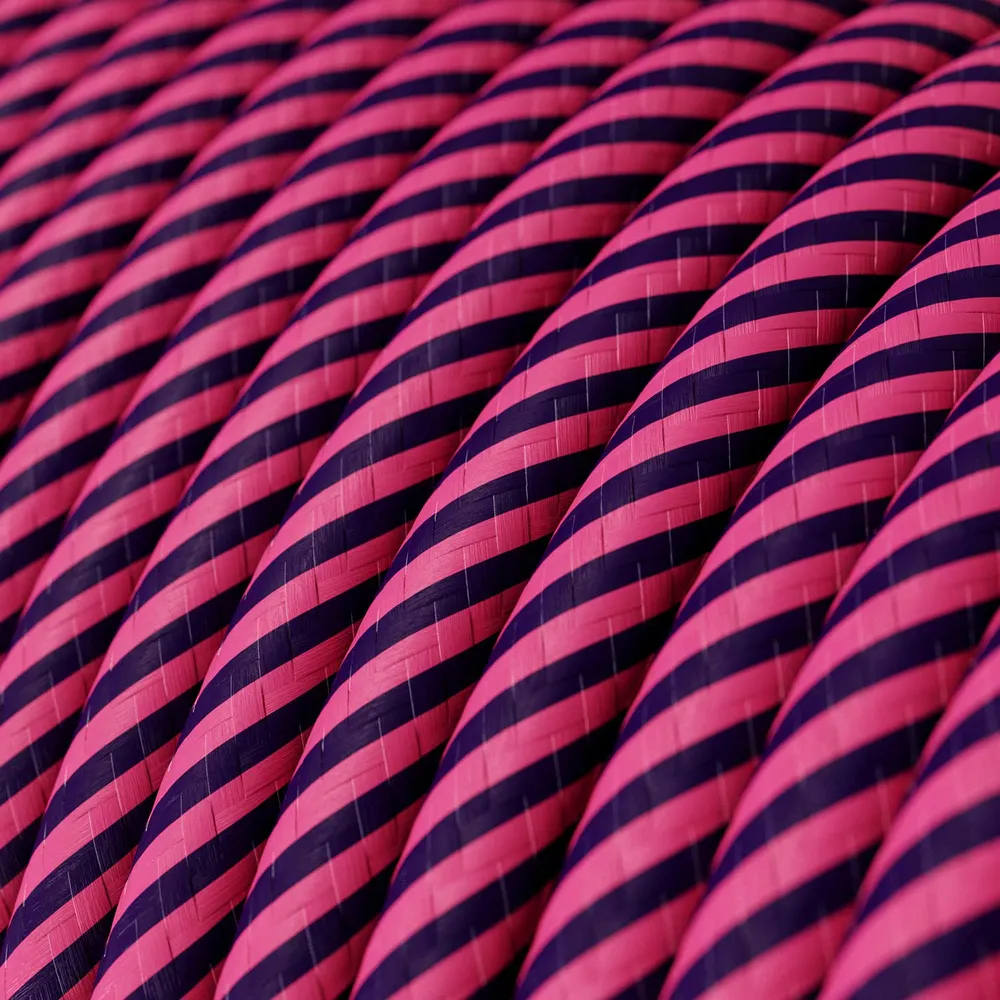 Câble électrique Vertigo HD rond gainé de tissu fuchsia et violet foncé ERM50