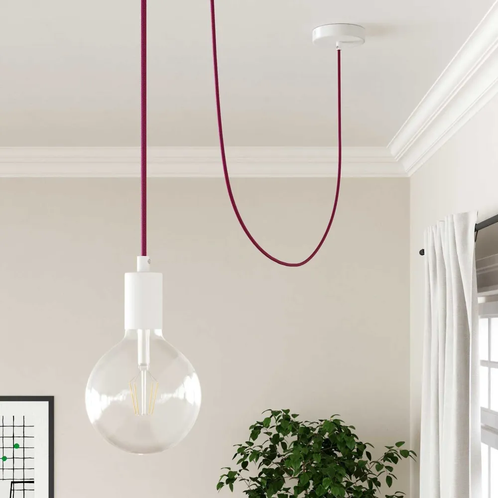 Câble électrique Vertigo HD rond gainé de tissu fuchsia et violet foncé ERM50