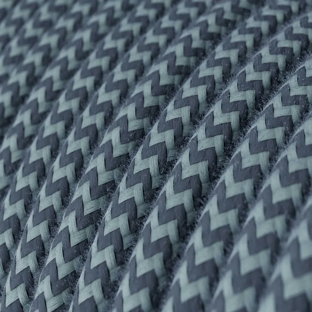Câble recouvert de tissu - Chevron Coton Bleu RZ25 - Homologué UL