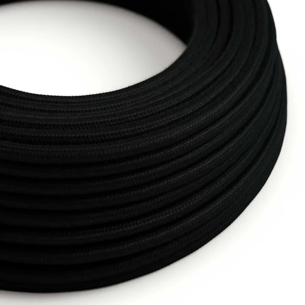 Câble recouvert de tissu - Coton Noir RC04 - Certifié UL