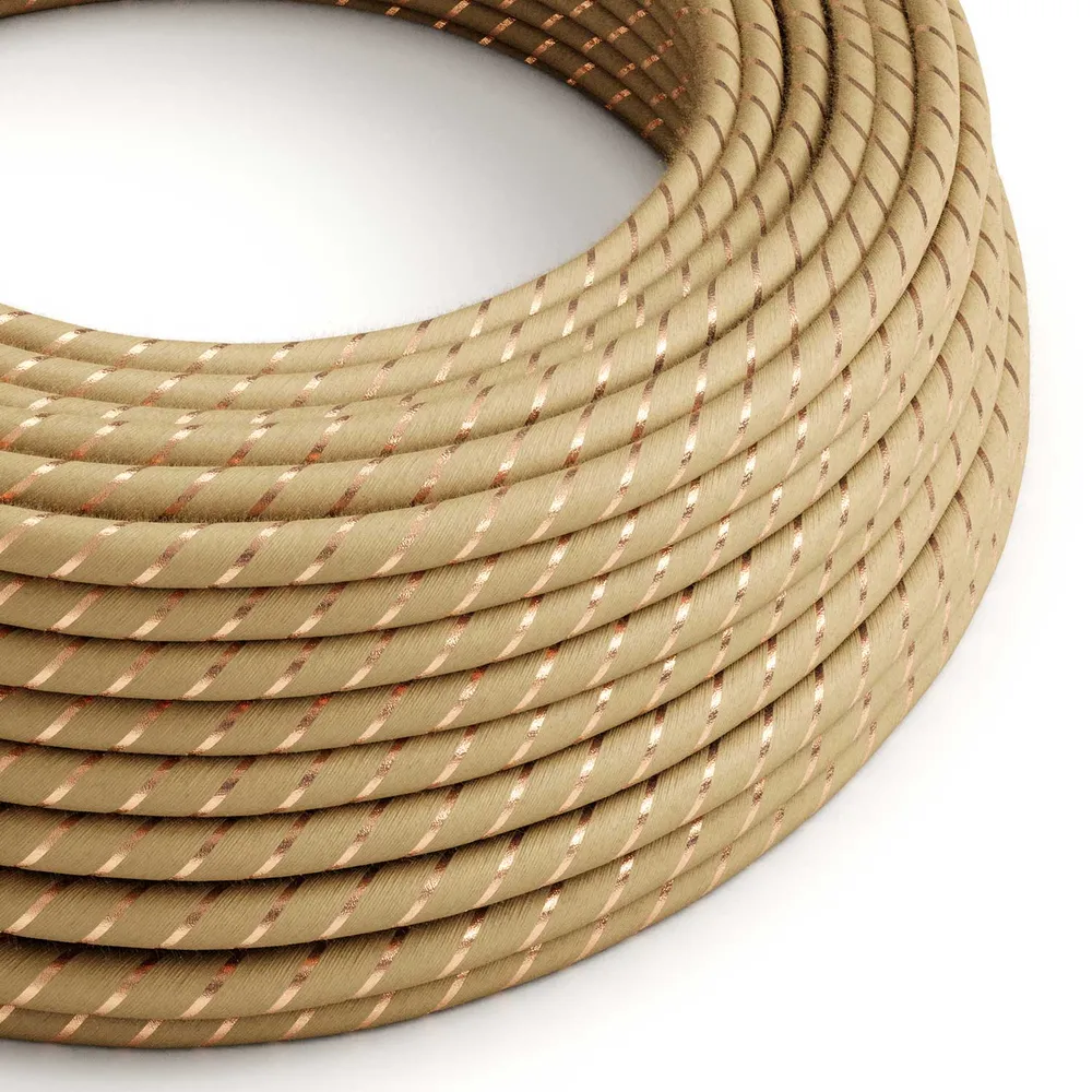 Câble textile Beige en jute avec fil de cuivre Vertigo - L’Original Creative Cables, pour décorations lumineuses - ERR04