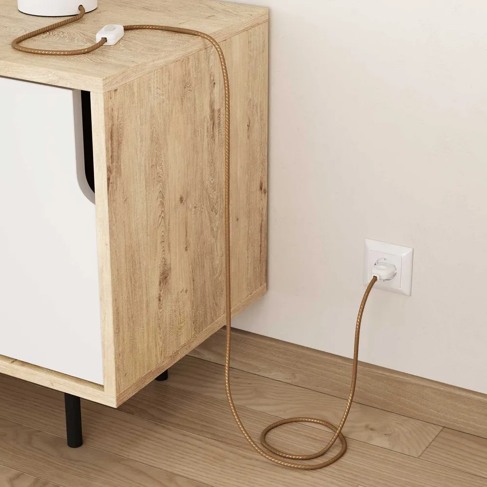 Câble textile Beige en jute avec fil de cuivre Vertigo - L’Original Creative Cables, pour décorations lumineuses - ERR04