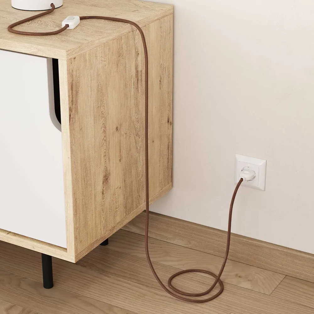 Câble textile pour éclairage couleur Rouille - L’Original Creative Cables, idéal pour lampes classiques et modernes - RM36