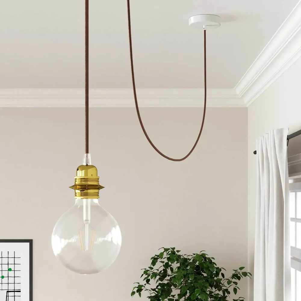 Câble textile pour éclairage couleur Rouille - L’Original Creative Cables, idéal pour lampes classiques et modernes - RM36
